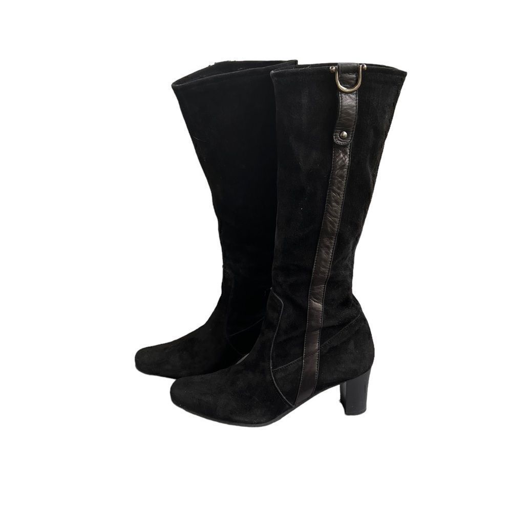 Manas Design Italy Black Suede Heeled Boots 7